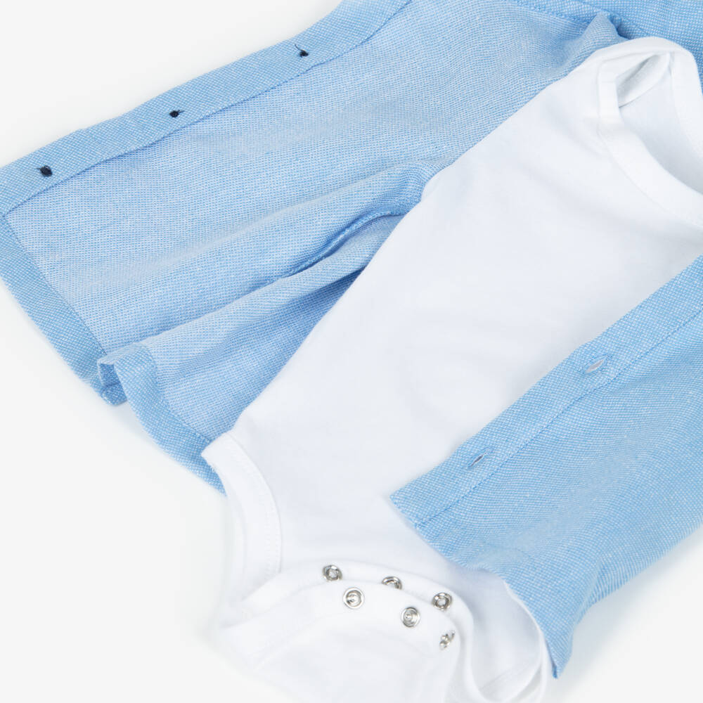 Timberland-Baby Boys Blue Short Sleeve Shirt & Shorts Set | Childrensalon