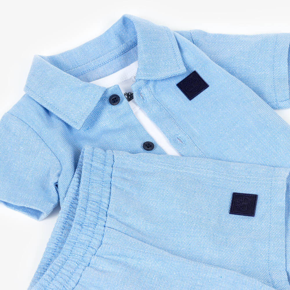 Timberland-Baby Boys Blue Short Sleeve Shirt & Shorts Set | Childrensalon