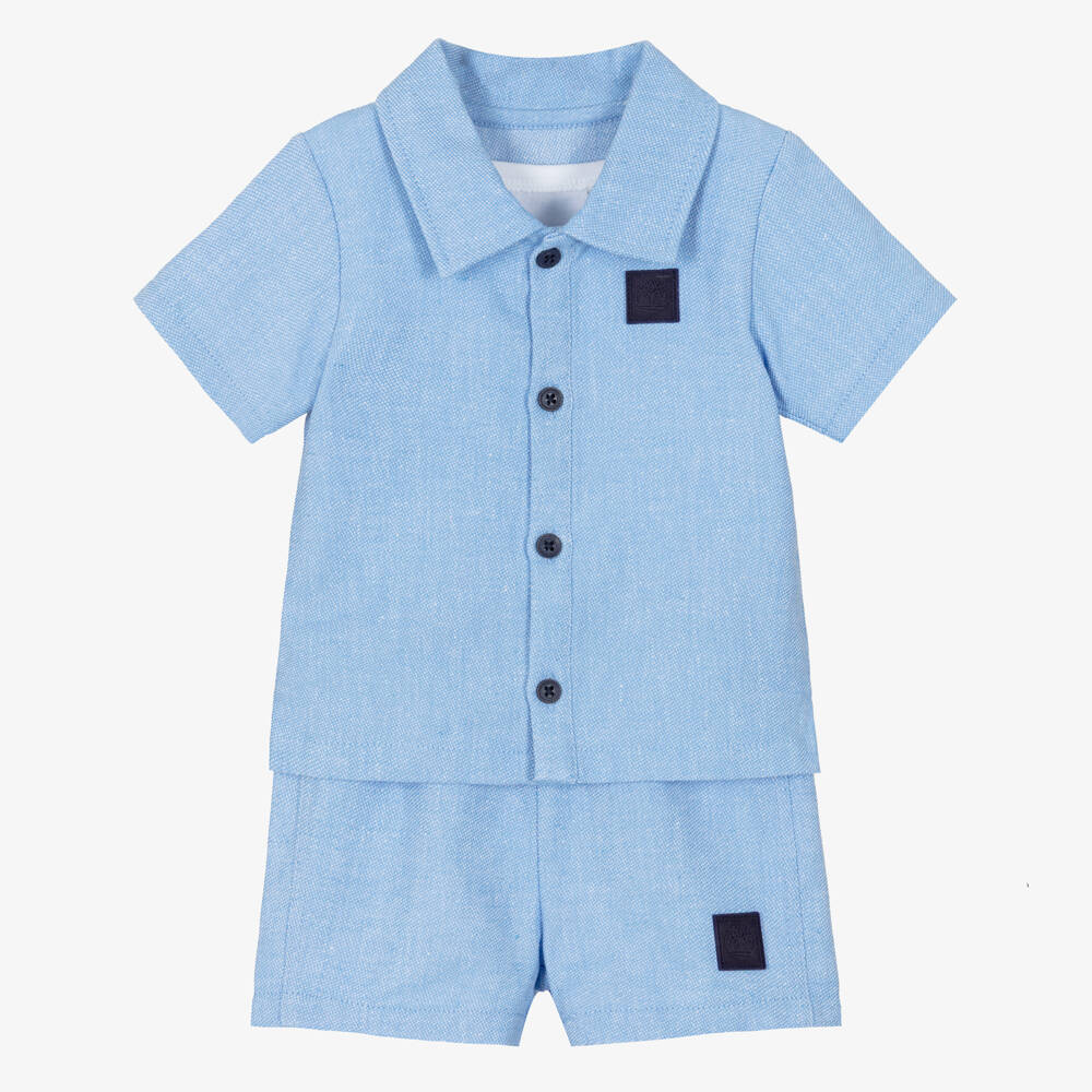 Timberland-Baby Boys Blue Short Sleeve Shirt & Shorts Set | Childrensalon