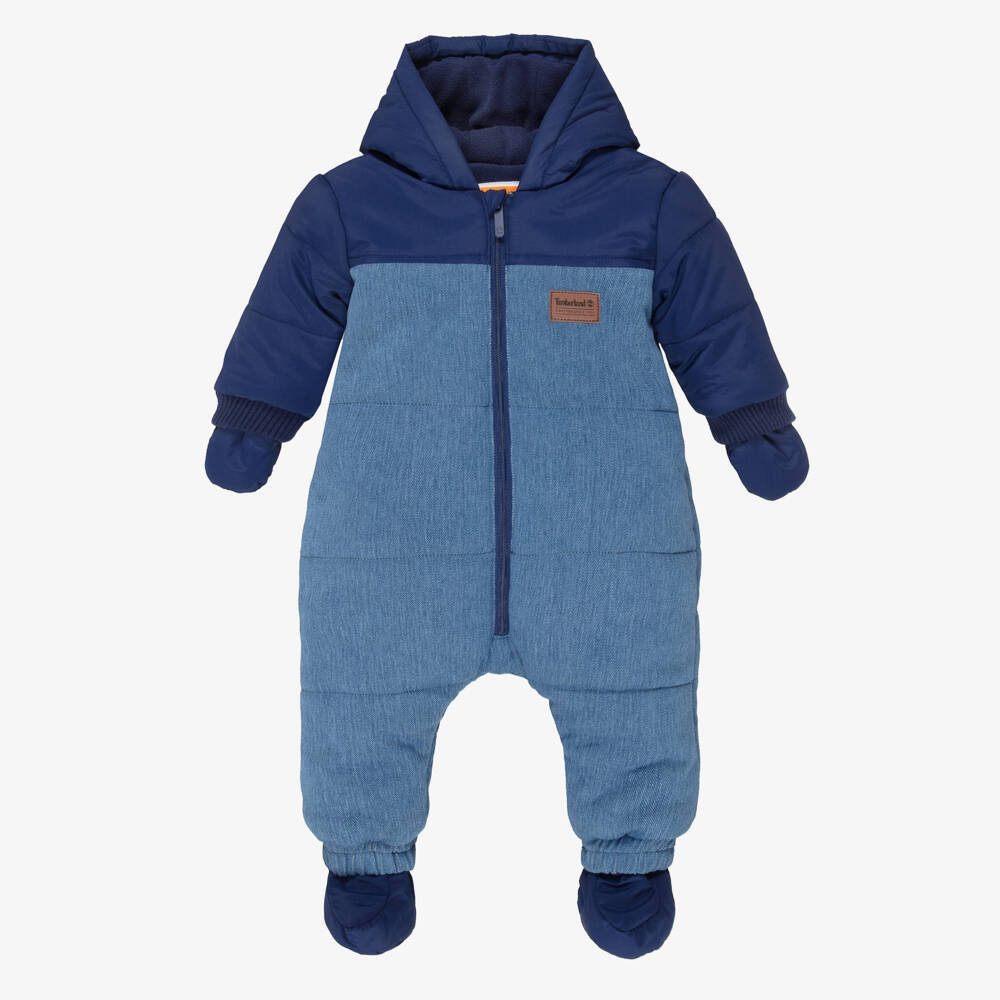 Timberland-Baby Boys Blue Snowsuit with Mittens & Booties | Childrensalon