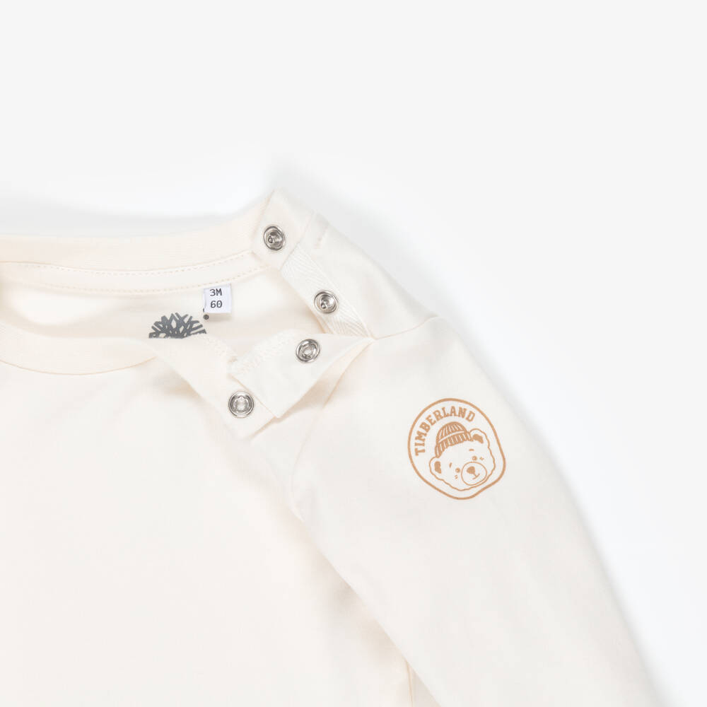 Timberland-Baby Boys Ivory & Blue Denim Dungaree Set | Childrensalon