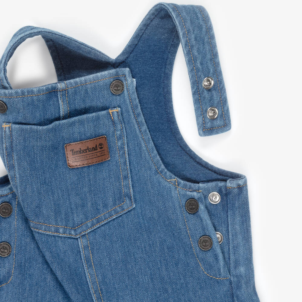 Timberland-Baby Boys Ivory & Blue Denim Dungaree Set | Childrensalon
