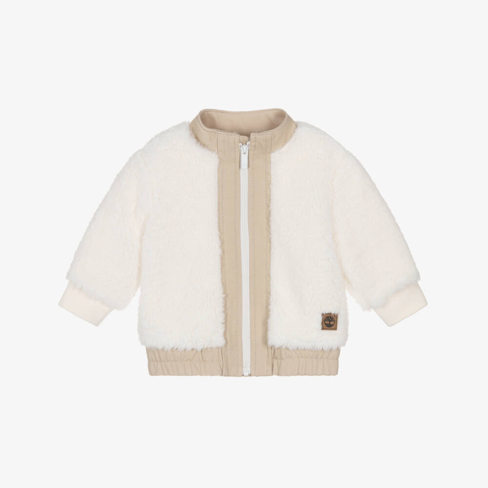 Timberland-Baby Boys Ivory Faux Fur Zip-Up Top | Childrensalon