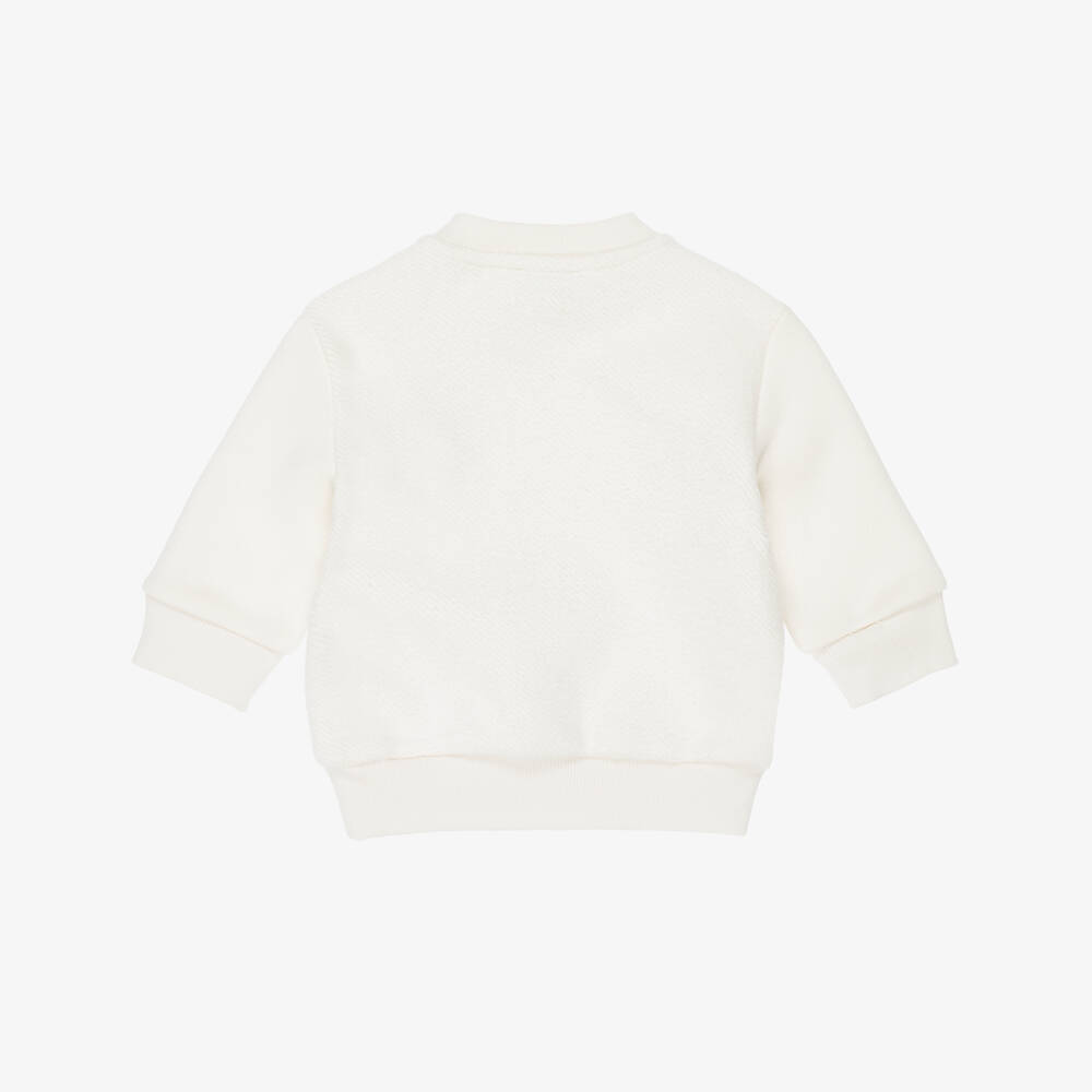 Timberland-Baby Boys Ivory Fleecy Sweatshirt with Bear Motif | Childrensalon