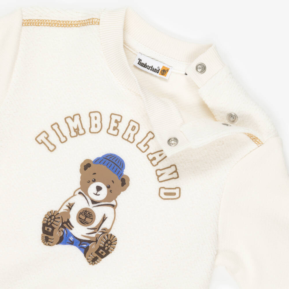 Timberland-Baby Boys Ivory Fleecy Sweatshirt with Bear Motif | Childrensalon