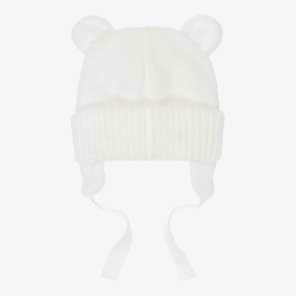 Timberland-Baby Boys Ivory Knitted Hat with Teddy Ears | Childrensalon