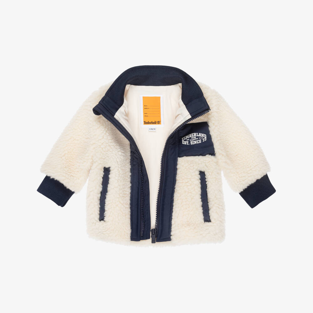 Timberland-Baby Boys Ivory Sherpa Fleece Jacket | Childrensalon
