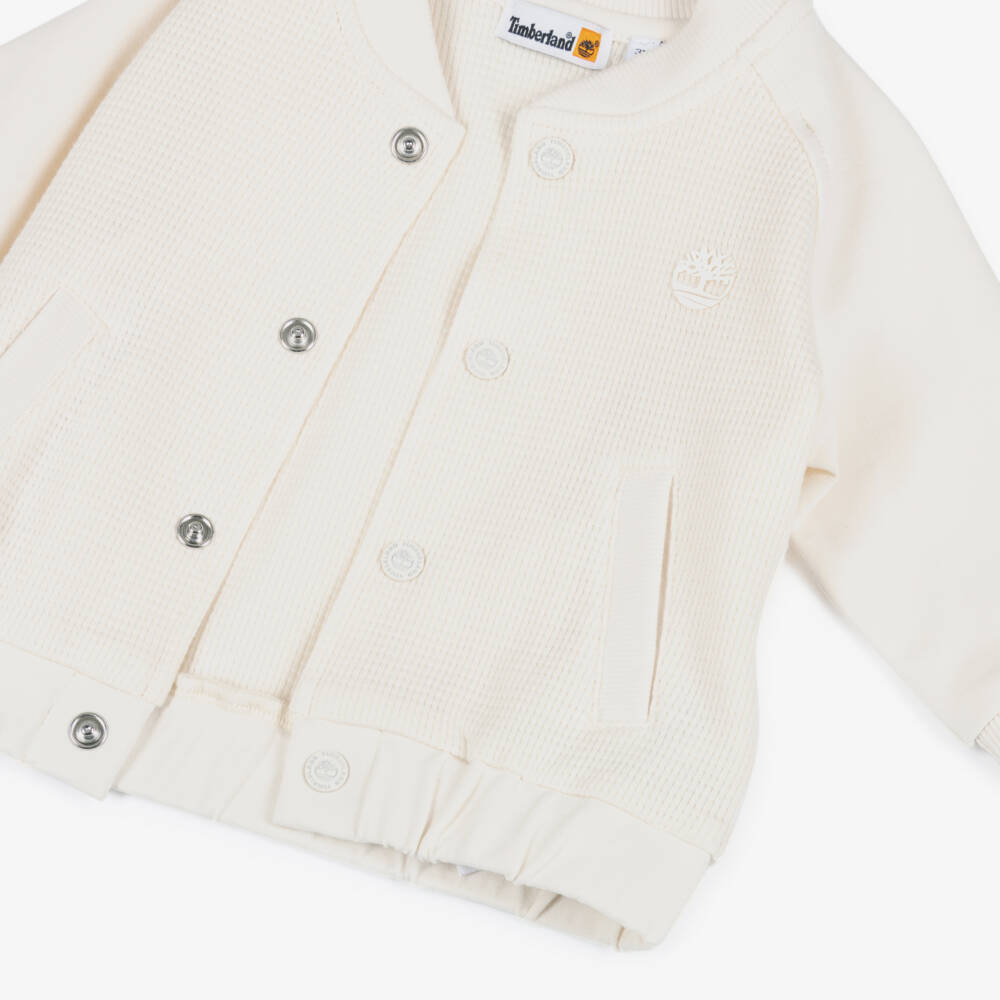 Timberland-Baby Boys Ivory Waffle Jersey Cardigan | Childrensalon