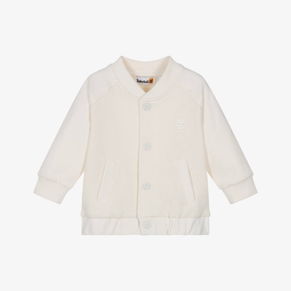 Timberland-Baby Boys Ivory Waffle Jersey Cardigan | Childrensalon