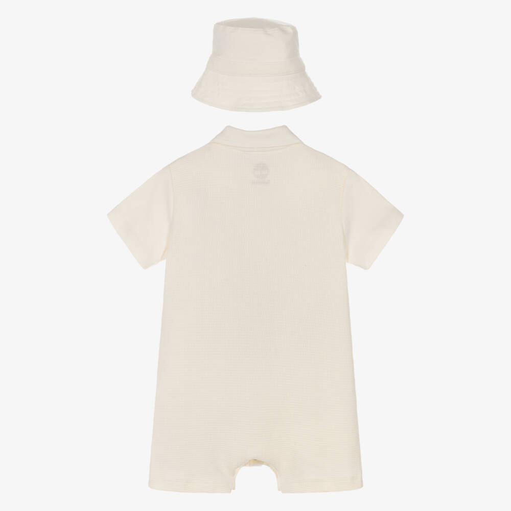 Timberland-Baby Boys Ivory Waffle Jersey Shortie Set | Childrensalon