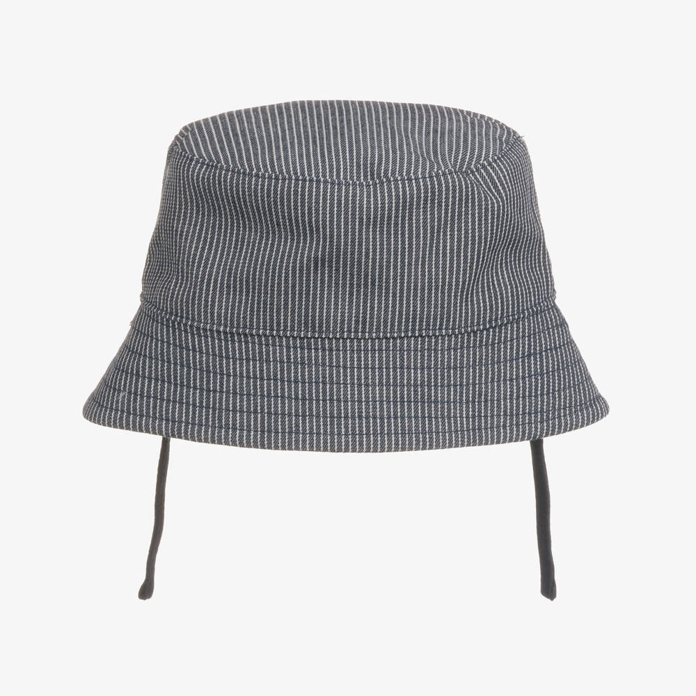 Timberland-Baby Boys Navy Blue Cotton Reversible Bucket Hat | Childrensalon