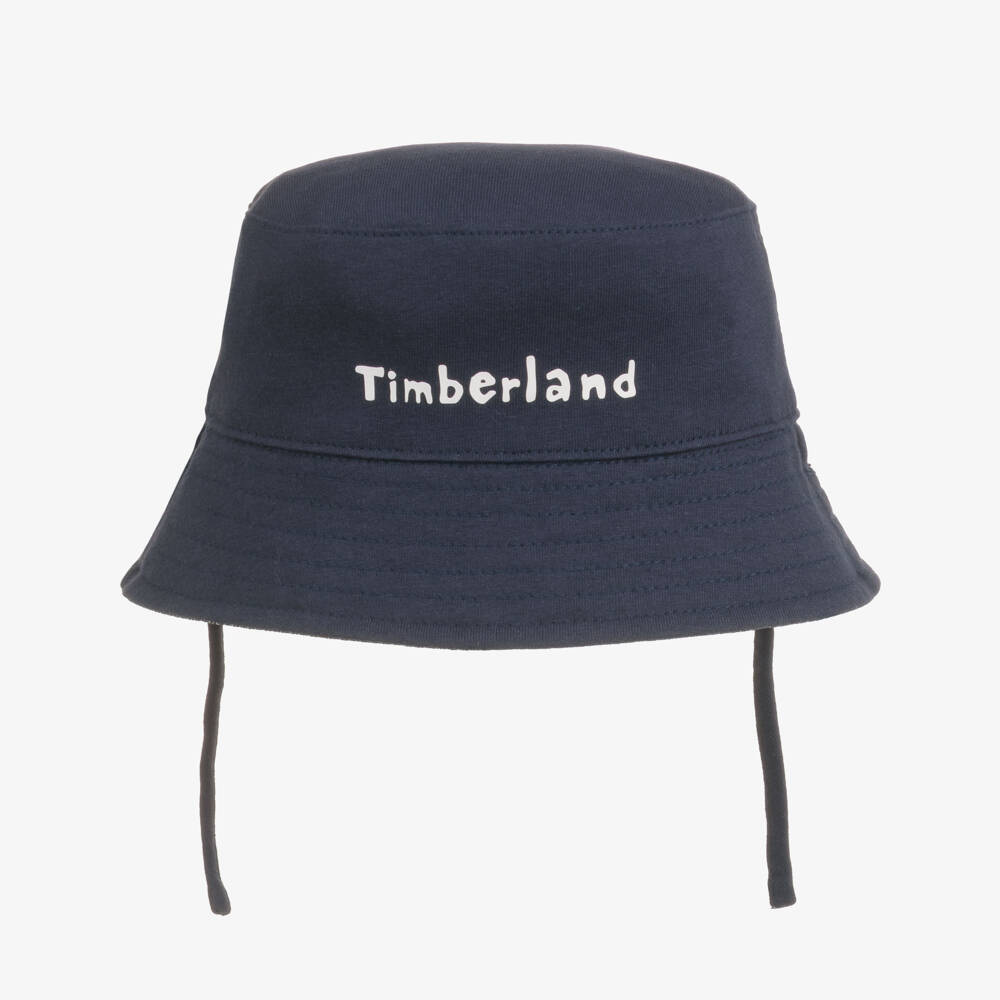 Timberland-Baby Boys Navy Blue Cotton Reversible Bucket Hat | Childrensalon