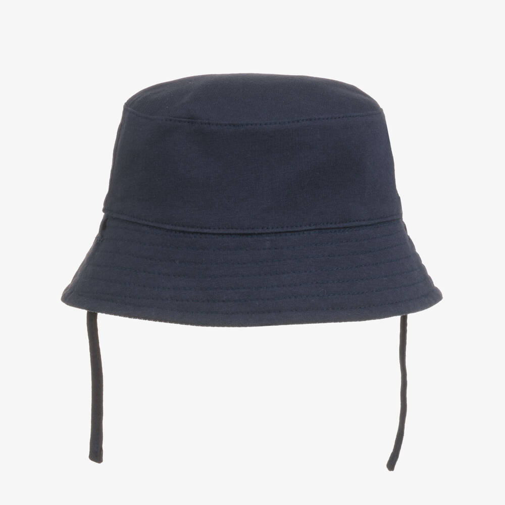 Timberland-Baby Boys Navy Blue Cotton Reversible Bucket Hat | Childrensalon