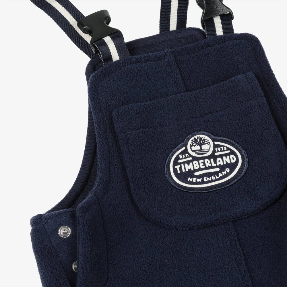 Timberland-Baby Boys Navy Blue Fleece Dungarees | Childrensalon