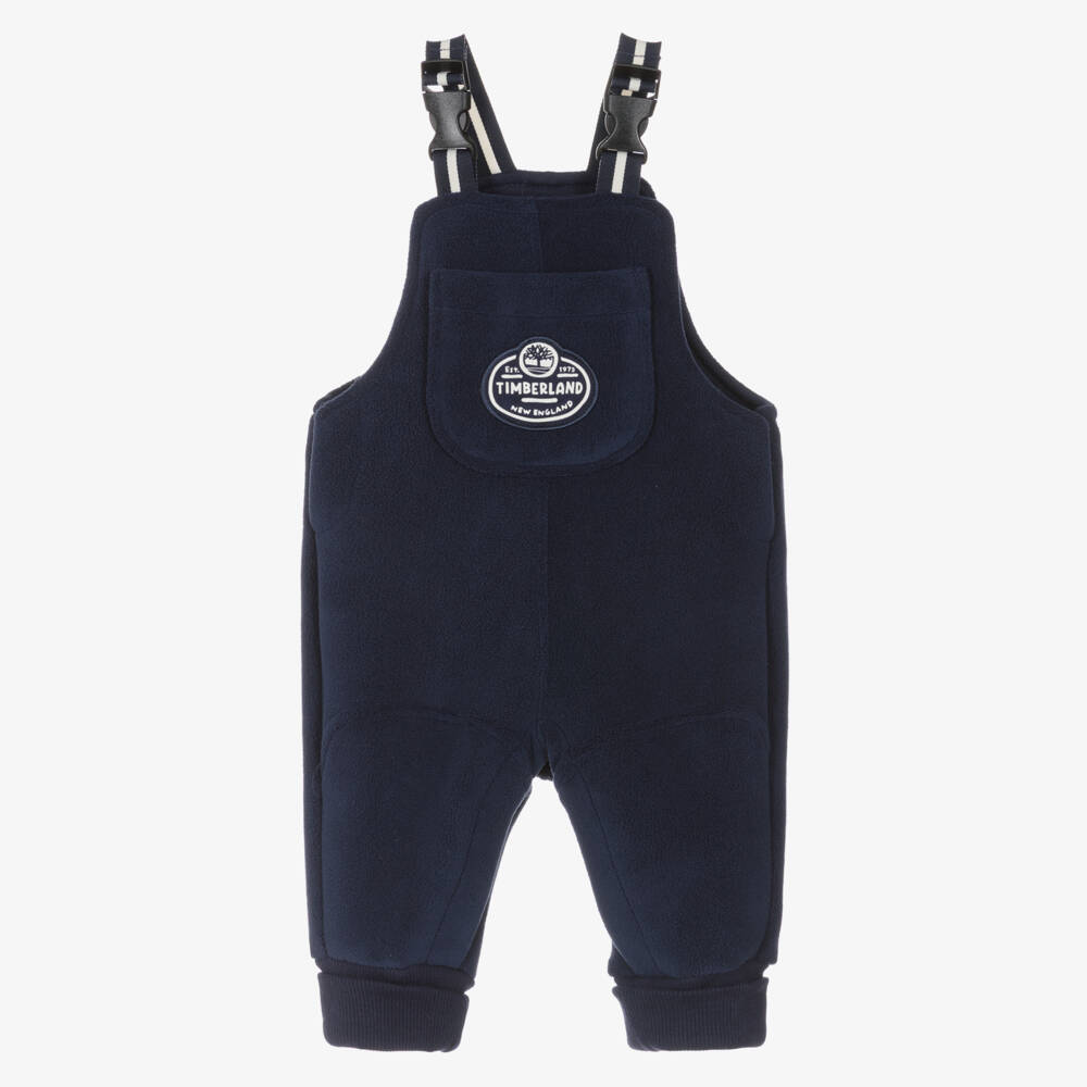 Timberland-Baby Boys Navy Blue Fleece Dungarees | Childrensalon