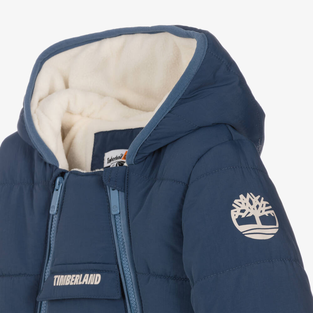 Timberland-Baby Boys Navy Blue Padded Snowsuit | Childrensalon