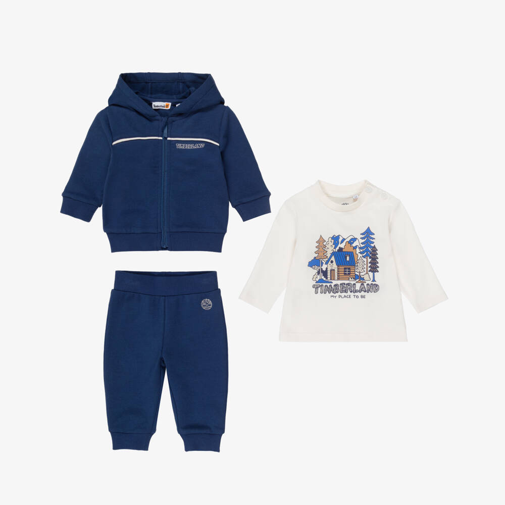 Timberland-Baby Boys Navy Blue Tracksuit Set | Childrensalon