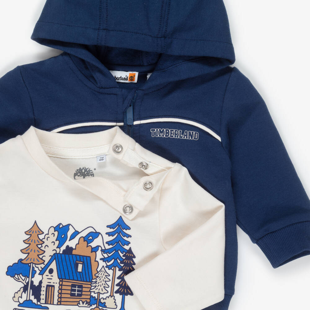 Timberland-Baby Boys Navy Blue Tracksuit Set | Childrensalon