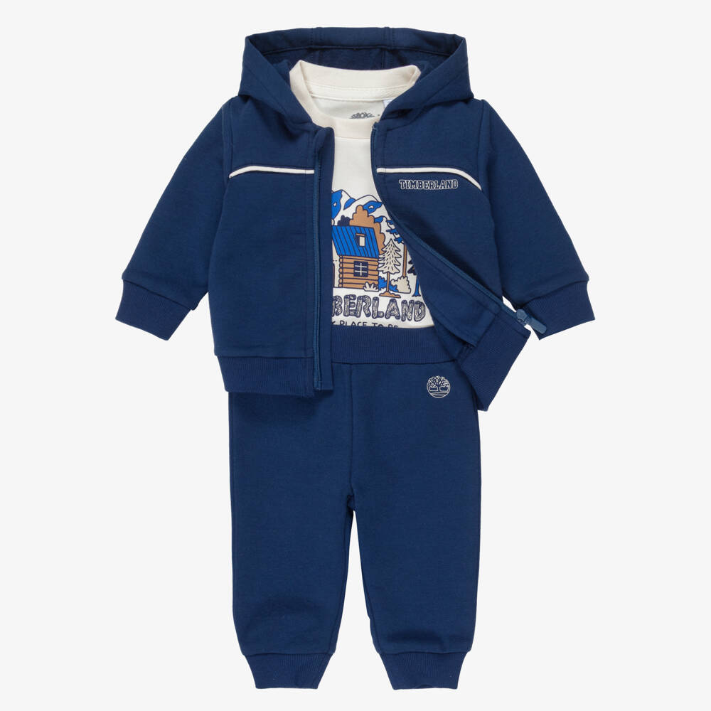 Timberland-Baby Boys Navy Blue Tracksuit Set | Childrensalon