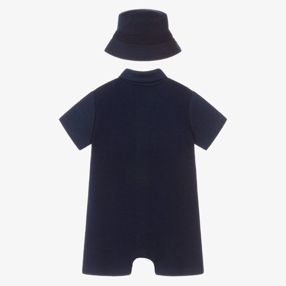 Timberland-طقم بودي سوت جيرسي وافل لون كحلي للأولاد الرضع | Childrensalon