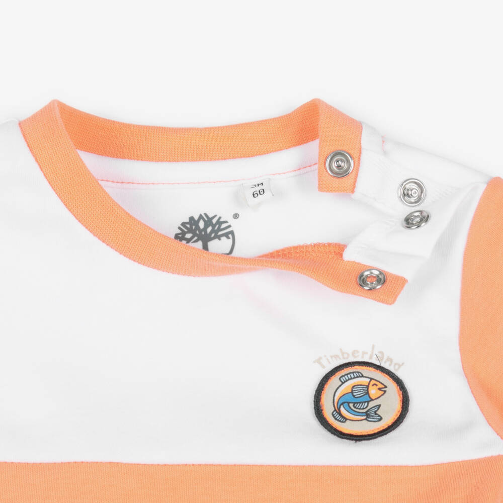 Timberland-Baby Boys Orange & Beige Cotton Shorts Set | Childrensalon