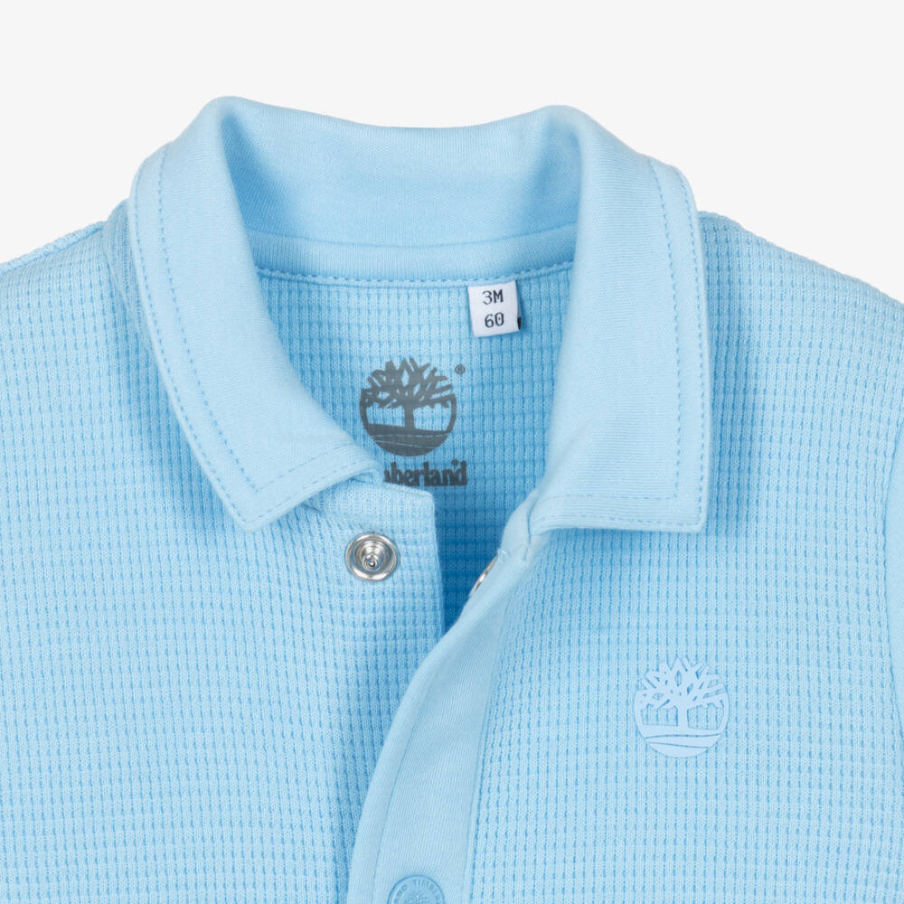 Timberland-Baby Boys Pale Blue Waffle Jersey Shortie Set | Childrensalon