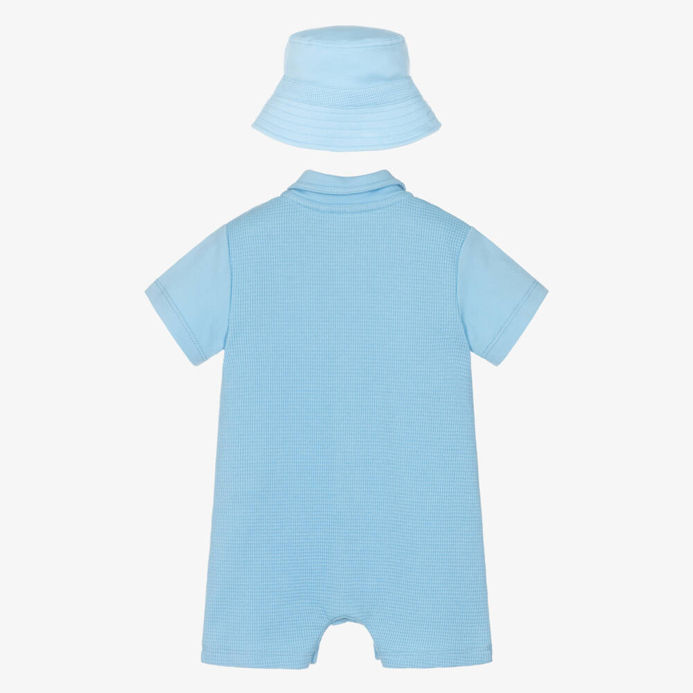 Timberland-Baby Boys Pale Blue Waffle Jersey Shortie Set | Childrensalon