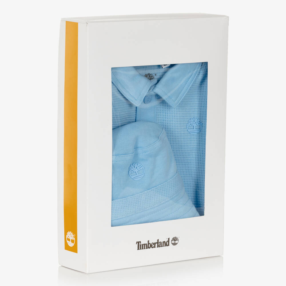 Timberland-Baby Boys Sky Blue Waffle Jersey Shortie Set | Childrensalon