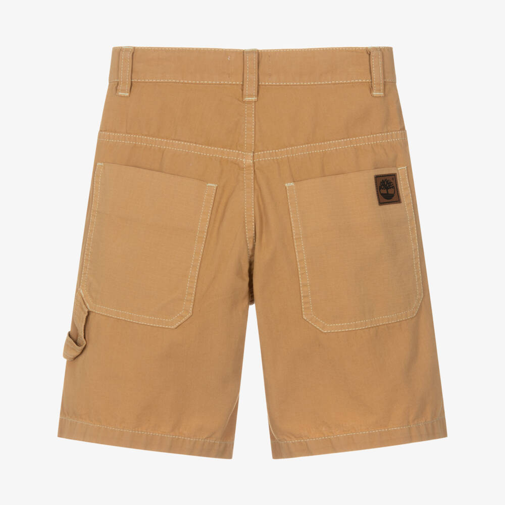 Timberland-Boys Beige Cotton Bermuda Shorts with Multiple Pockets | Childrensalon