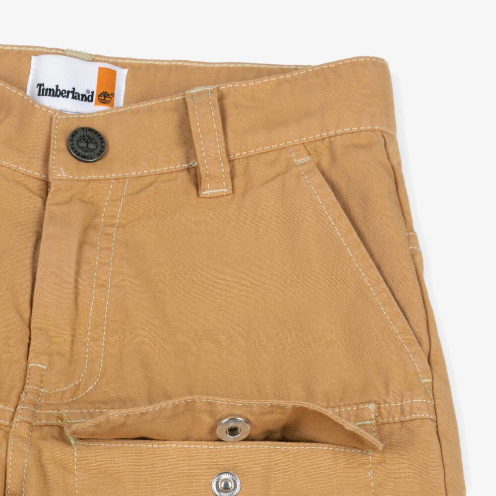 Timberland-Boys Beige Cotton Bermuda Shorts with Multiple Pockets | Childrensalon