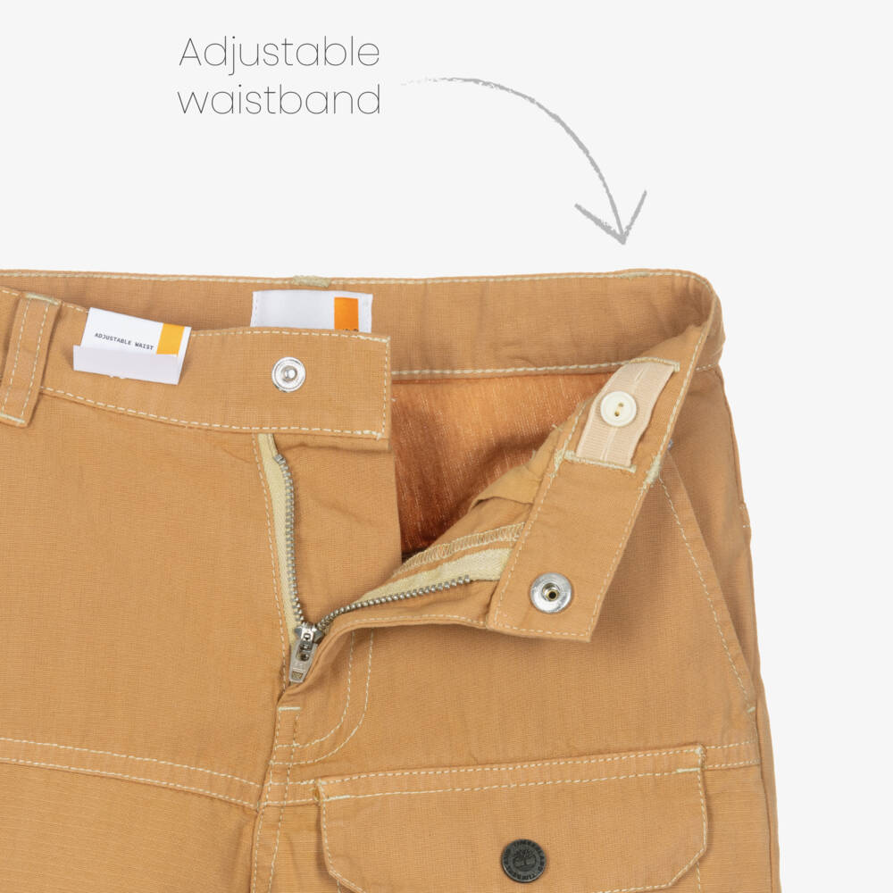 Timberland-Boys Beige Cotton Bermuda Shorts with Multiple Pockets | Childrensalon