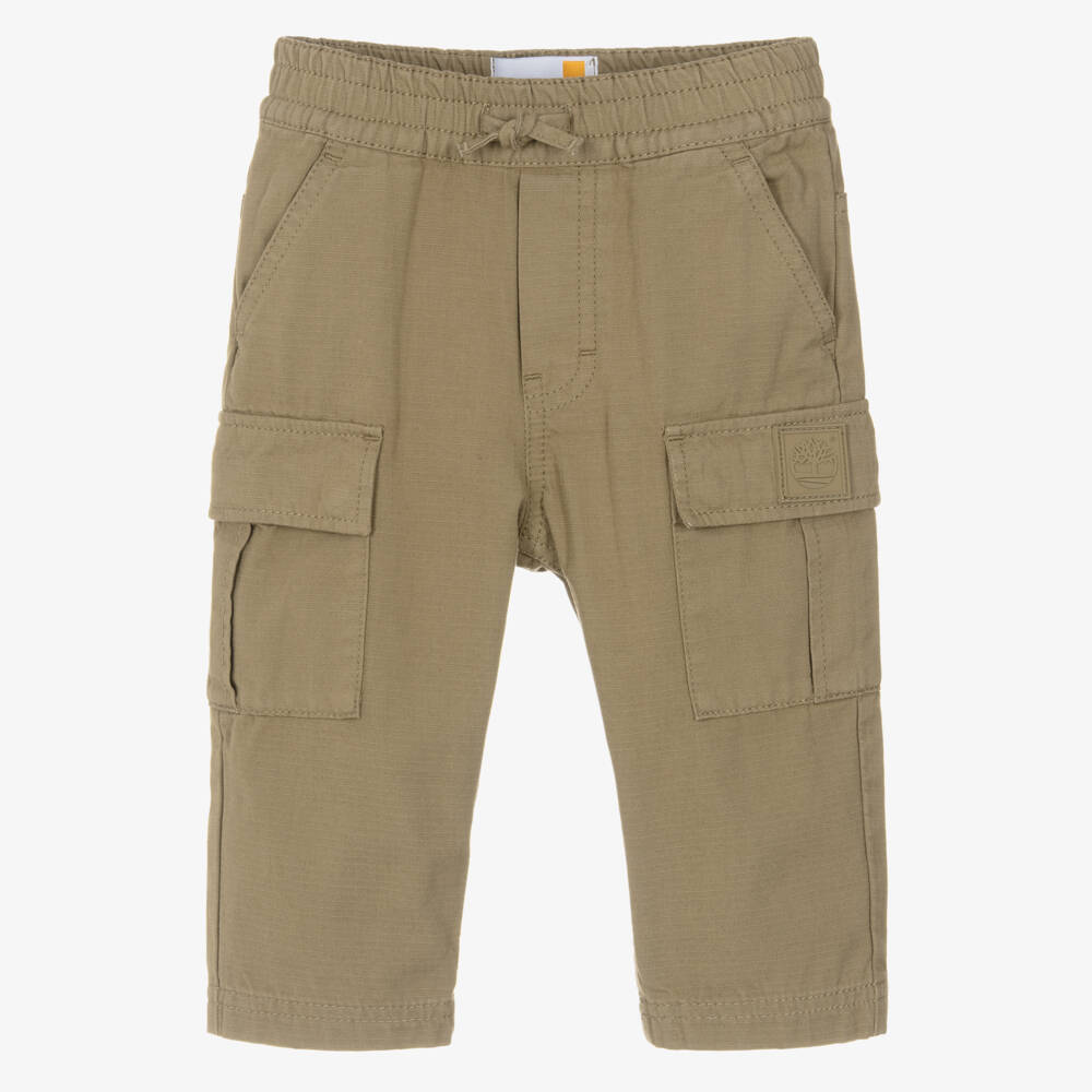 Timberland-Boys Beige Cotton Cargo Trousers  | Childrensalon