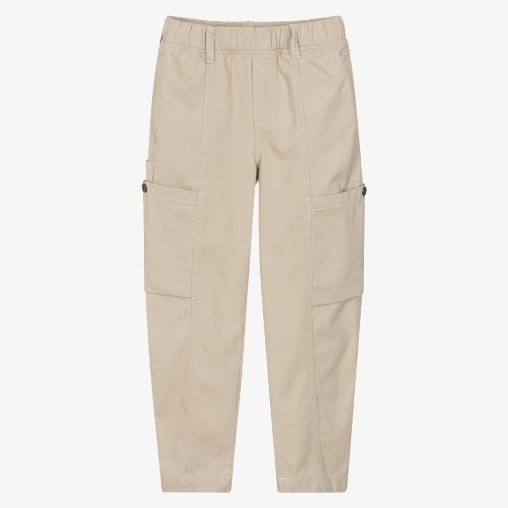 Timberland-Boys Beige Cotton Twill Cargo Trousers | Childrensalon
