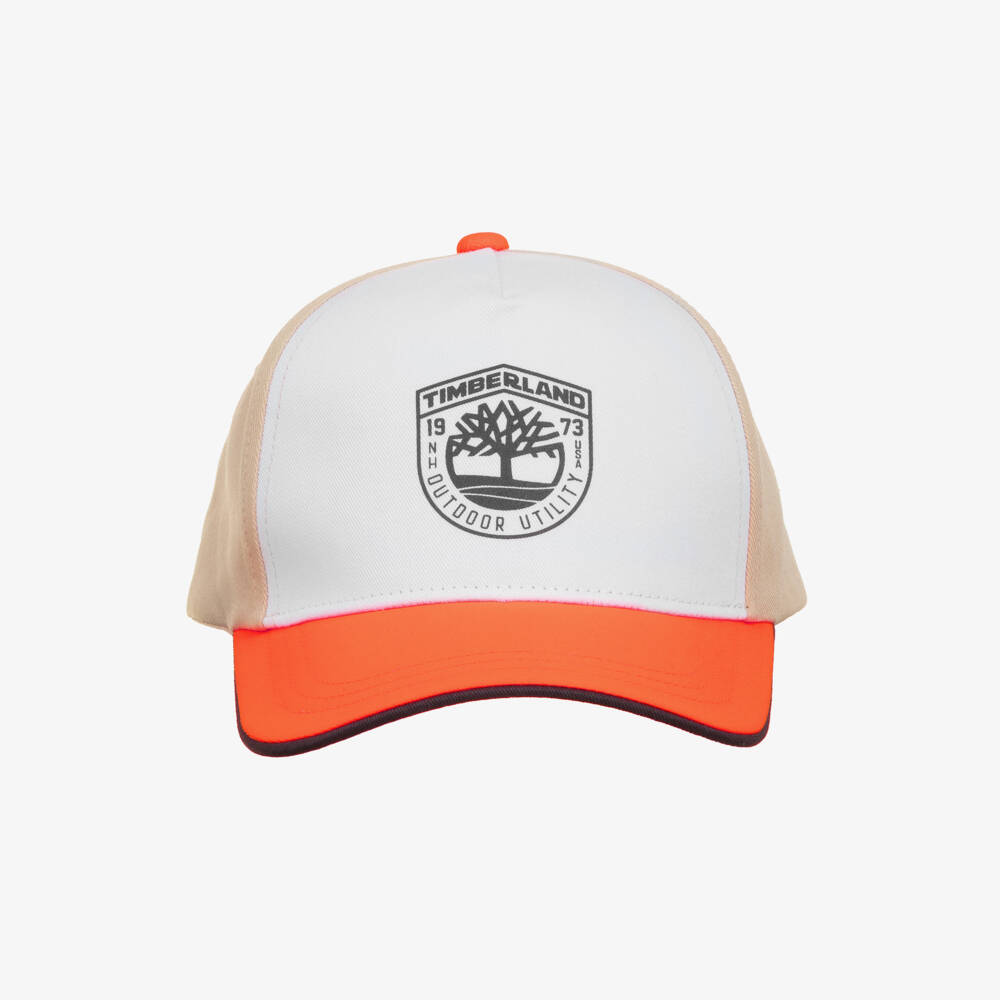 Timberland-Boys Beige & White Cotton Twill Baseball Cap | Childrensalon
