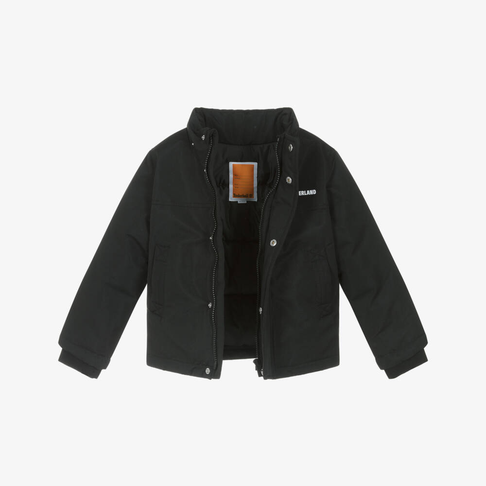 Timberland-جاكيت بغطاء رأس ومقاوم للماء لون أسود للأولاد | Childrensalon