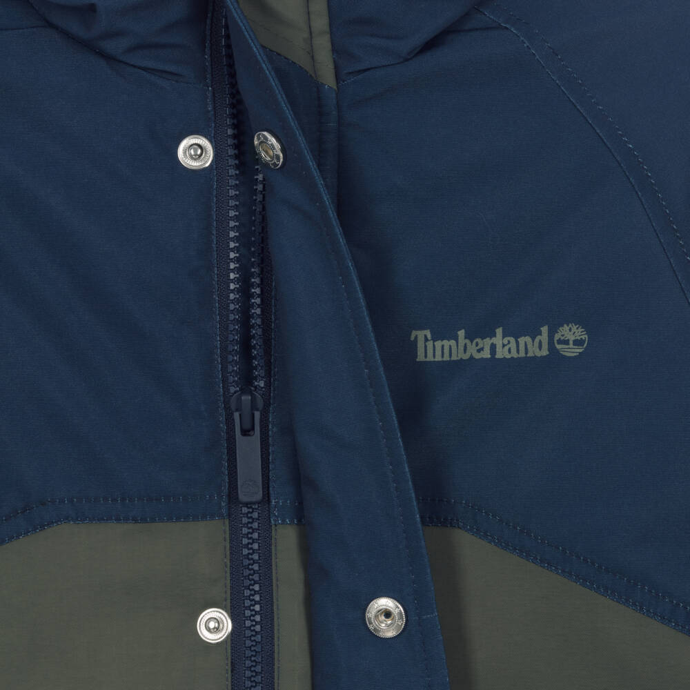 Timberland-Boys Blue & Green Water Repellent Coat | Childrensalon