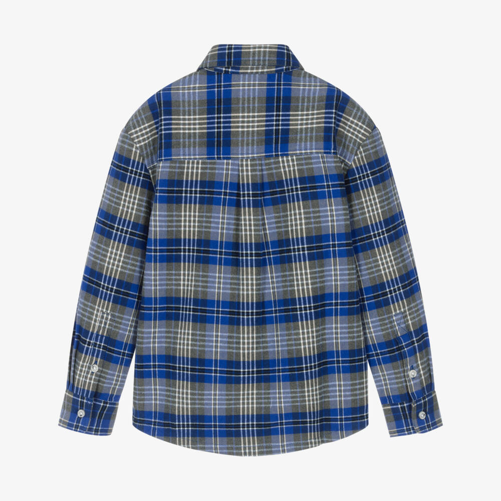 Timberland-Boys Blue & Grey Check Shirt | Childrensalon