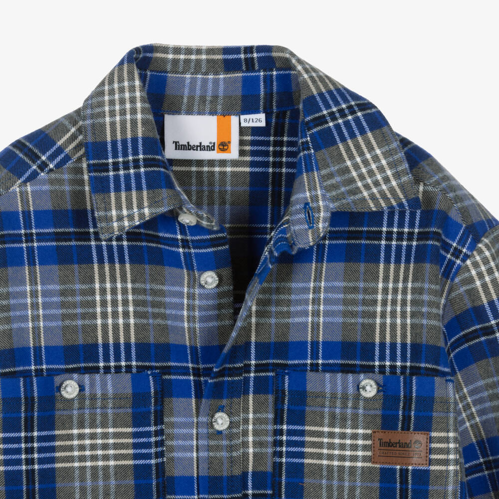 Timberland-Boys Blue & Grey Check Shirt | Childrensalon