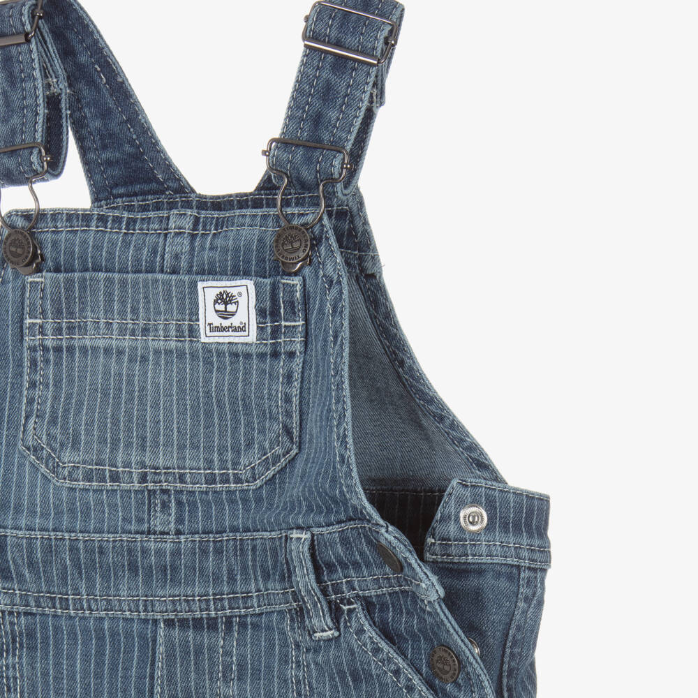 Timberland- شورت دنغري دنيم مقلم لون أزرق للأولاد | Childrensalon