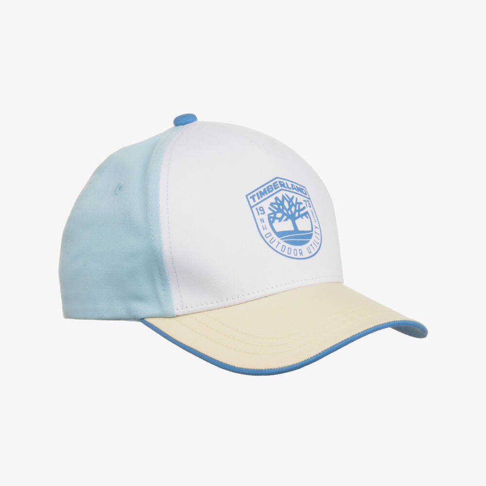Timberland-Boys Blue & White Cotton Twill Baseball Cap | Childrensalon