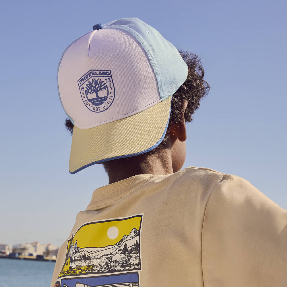 Timberland-Boys Blue & White Cotton Twill Baseball Cap | Childrensalon