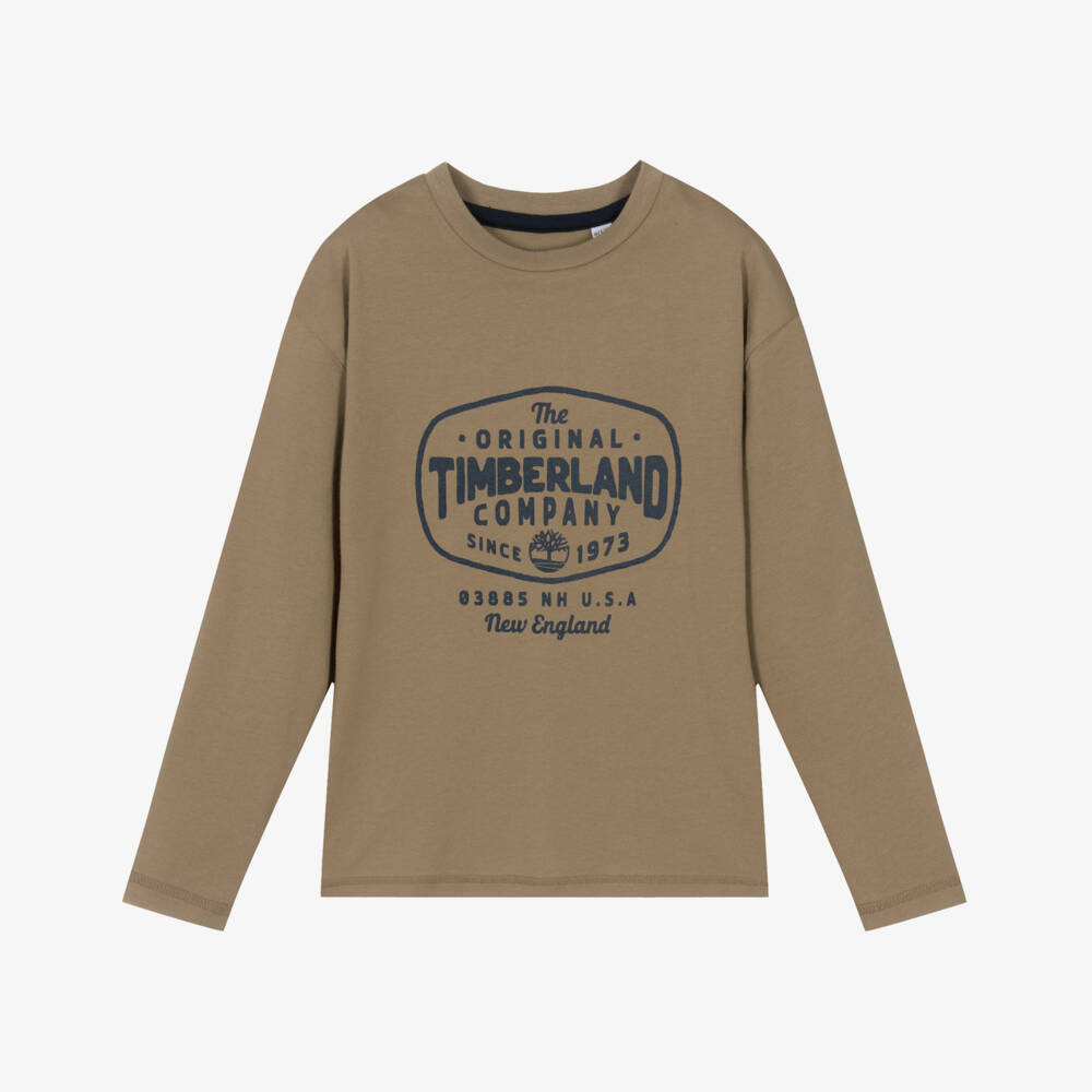 Timberland-Boys Brown Jersey Long Sleeved Top | Childrensalon