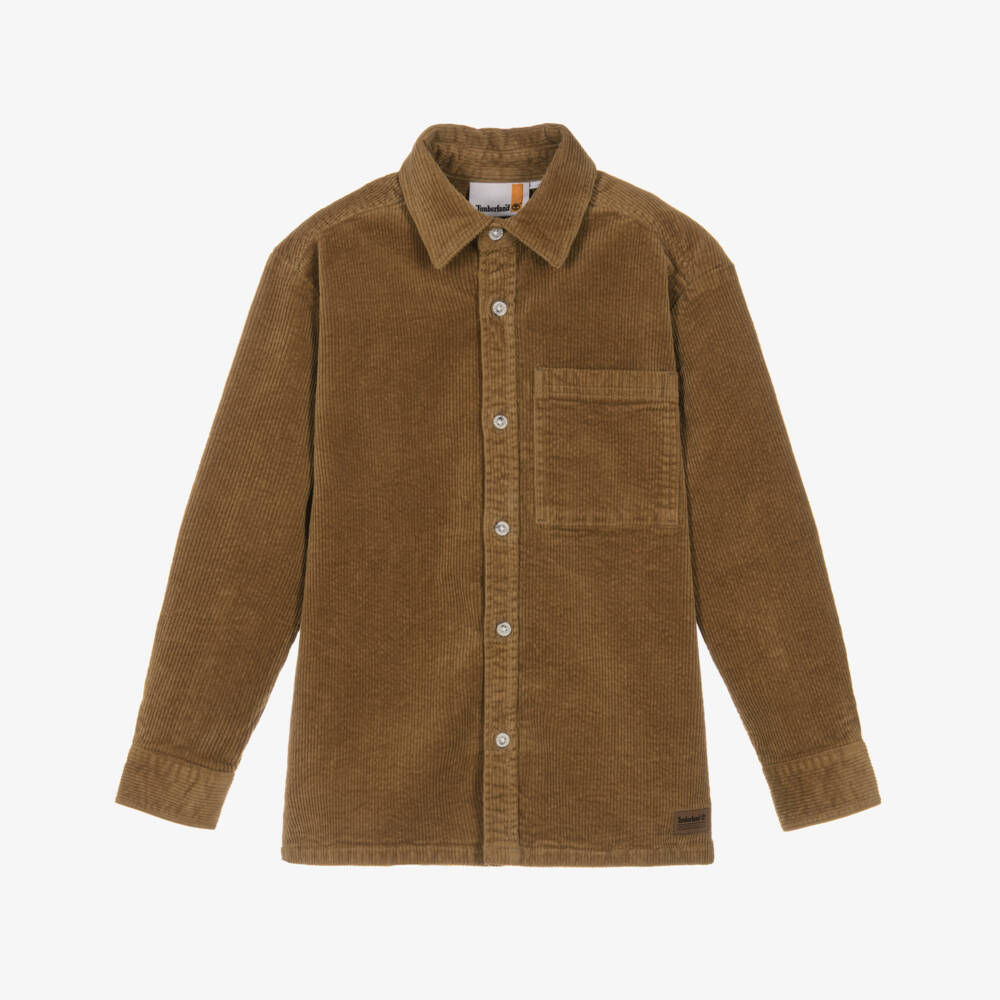 Timberland-Boys Caramel Brown Corduroy Shirt | Childrensalon