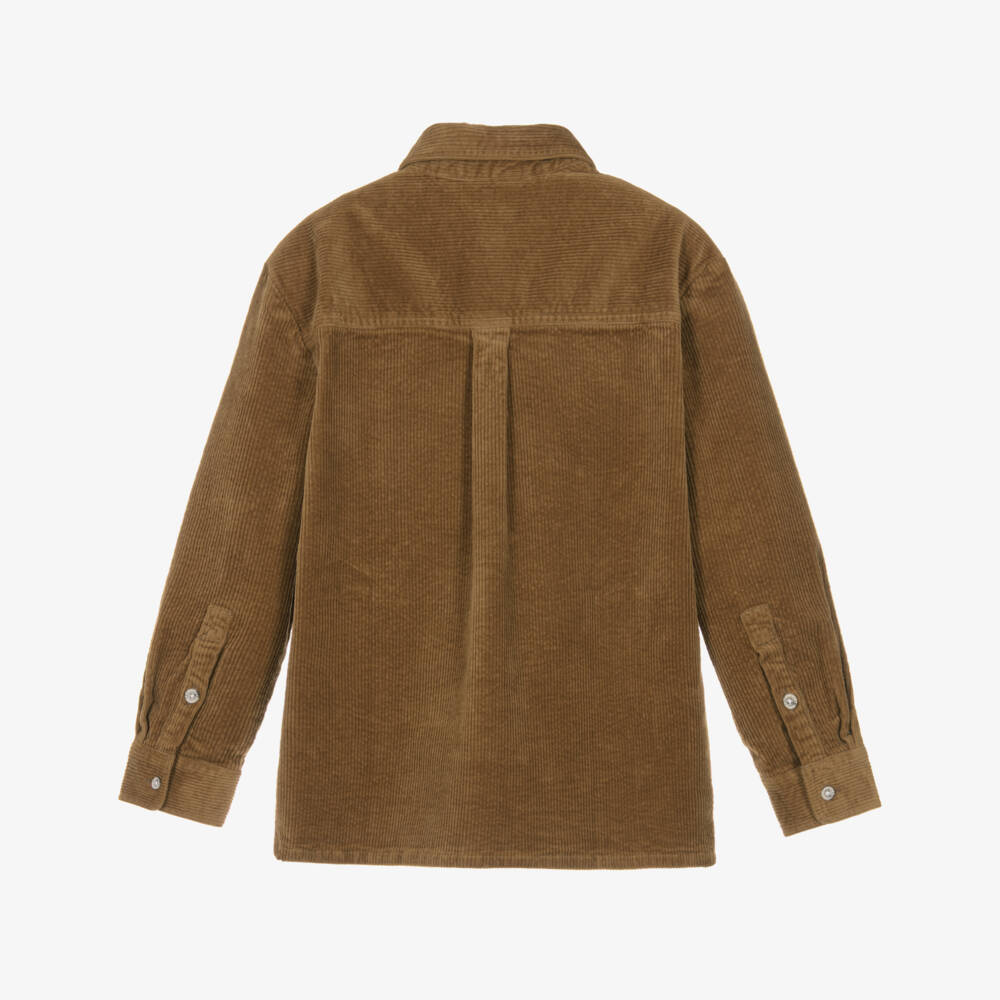 Timberland-Boys Caramel Brown Corduroy Shirt | Childrensalon