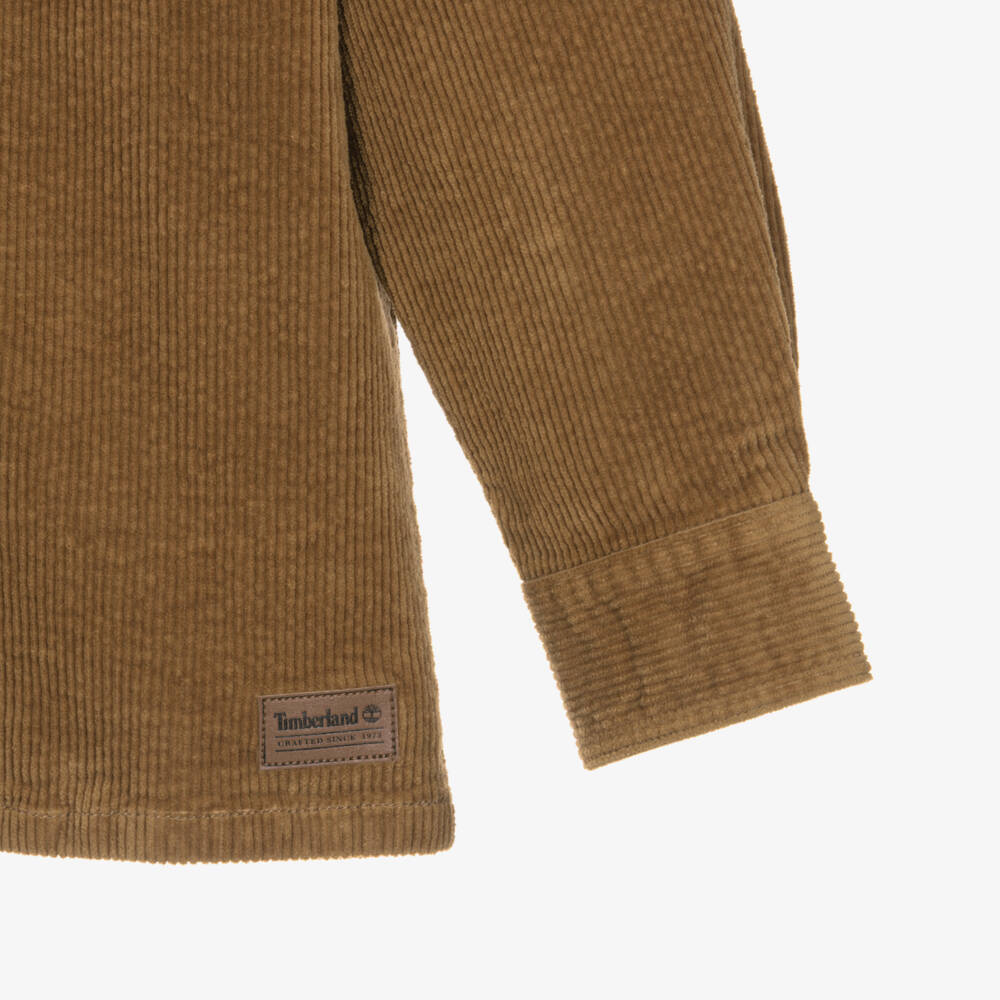 Timberland-Boys Caramel Brown Corduroy Shirt | Childrensalon