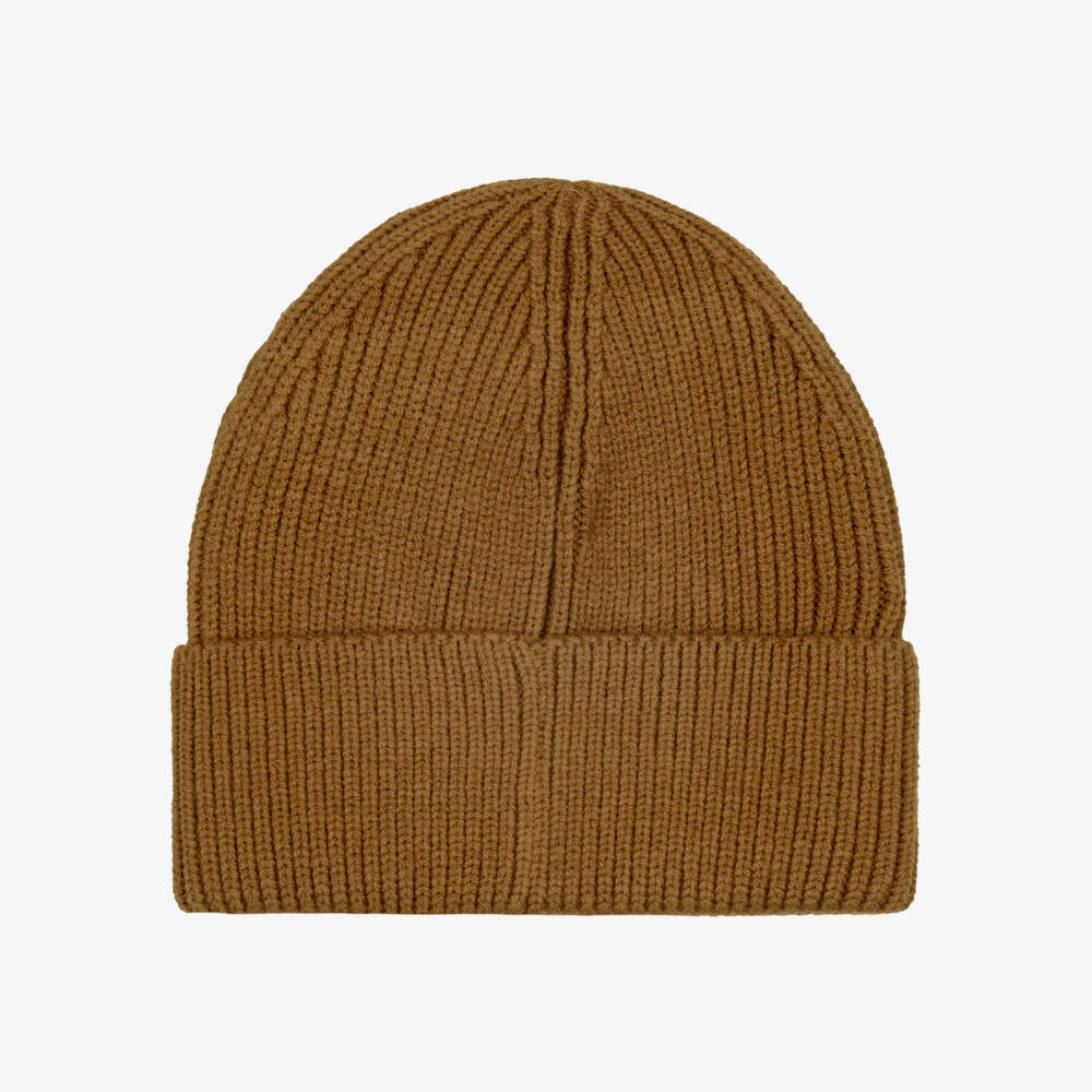Timberland-Boys Caramel Brown Ribbed Knit Beanie Hat | Childrensalon