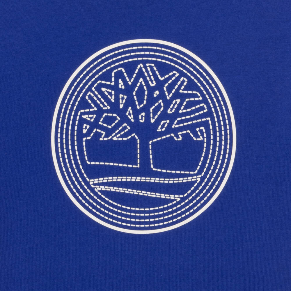 Timberland-Boys Cobalt Blue Jersey T-Shirt with Logo Print | Childrensalon