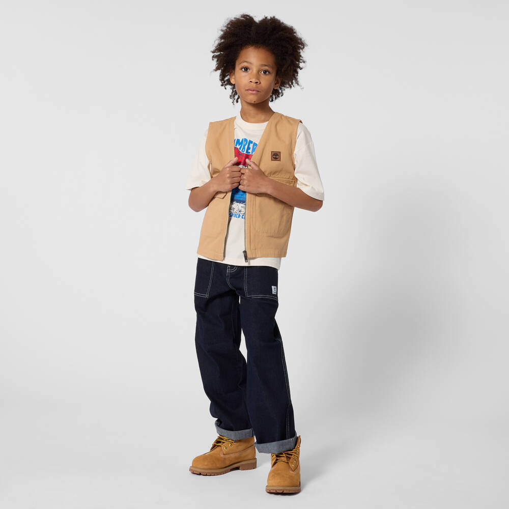 Timberland-Boys Dark Blue Jeans with Contrast Stitching | Childrensalon