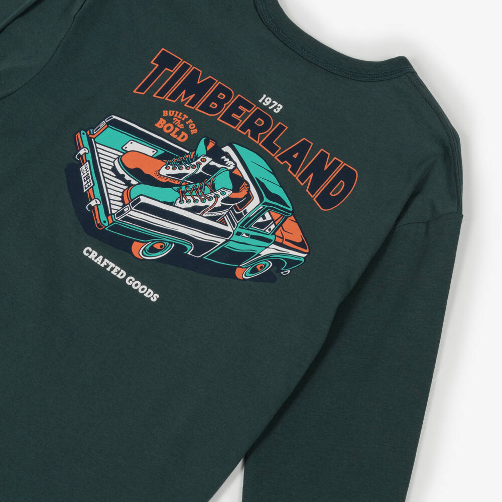 Timberland-Топ зелёный из органического хлопка с грузовиком для мальчиков | Childrensalon