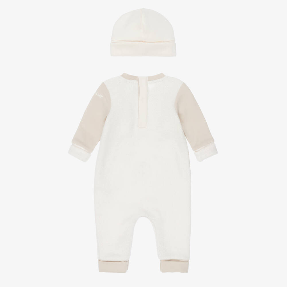 Timberland-Boys Ivory & Beige Teddy Bear Babysuit Gift Set | Childrensalon